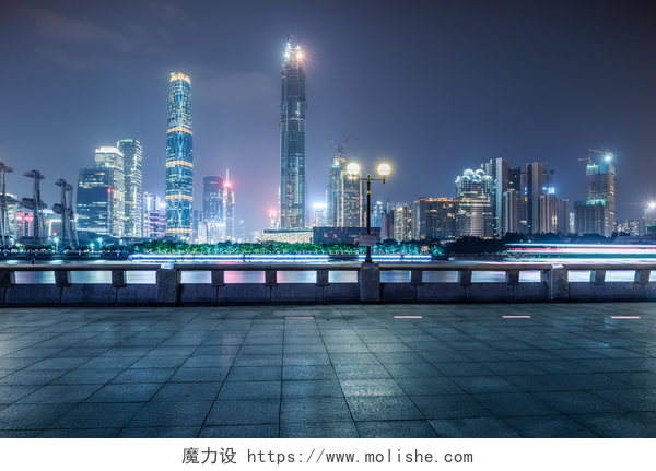 广州的城市夜景景观广州